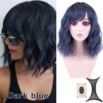 Perruque synthétique bleue foncée