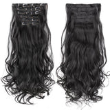 Extension de cheveux noirs ondulés à clips synthétiques
