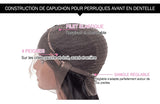 Perruque noire mi-longue lace frontale