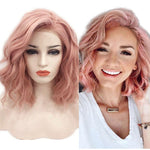 Perruque rose pastel courte