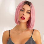 perruque courte rose naturelle