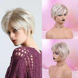 Perruque Blond polaire courte cheveux synthétiques