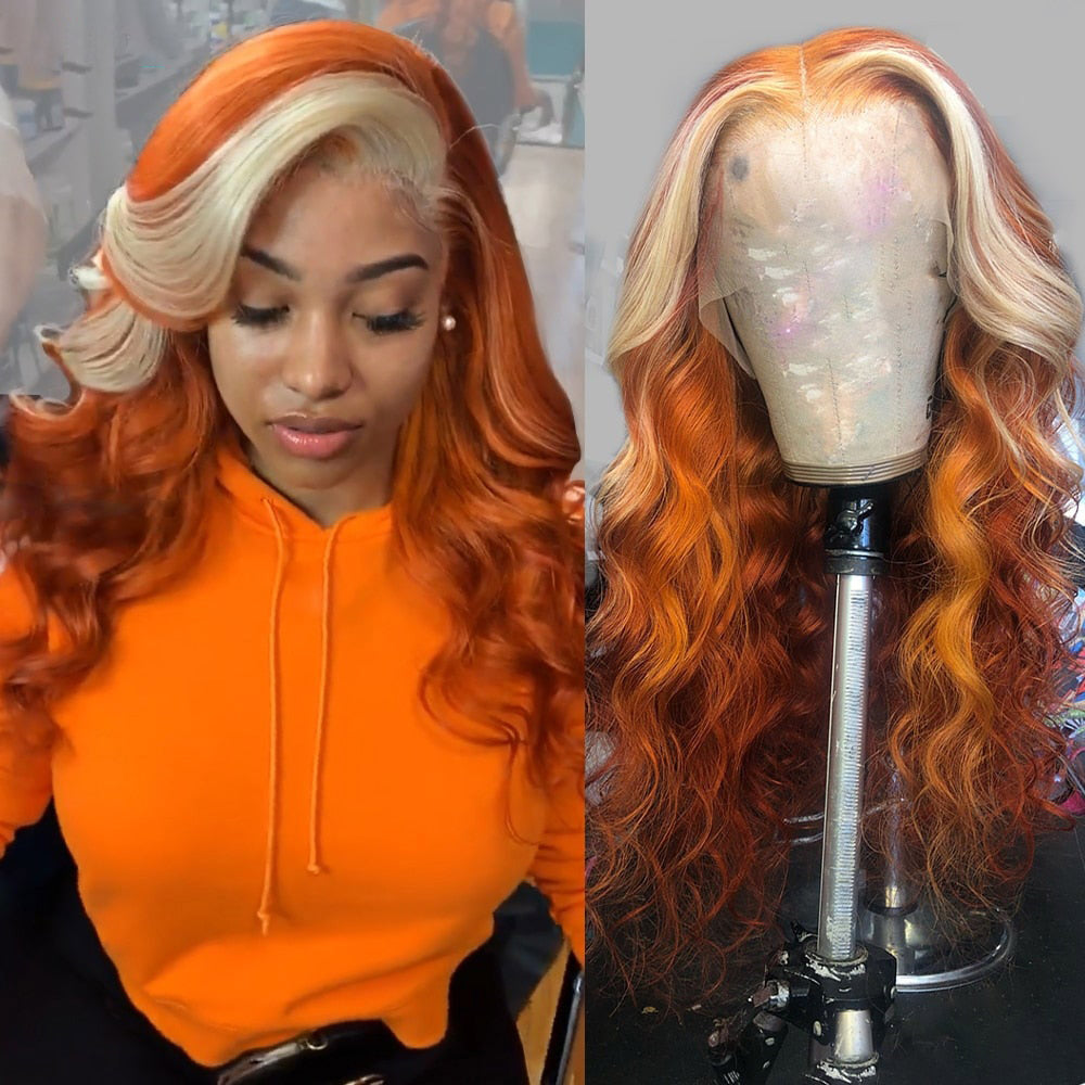 perruque femme orange