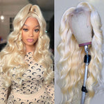 Perruque naturelle longue ondulée blond doré