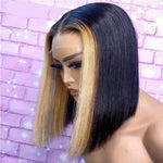 perruque noir meche blonde