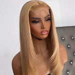 Perruque naturelle blonde avec lace frontal