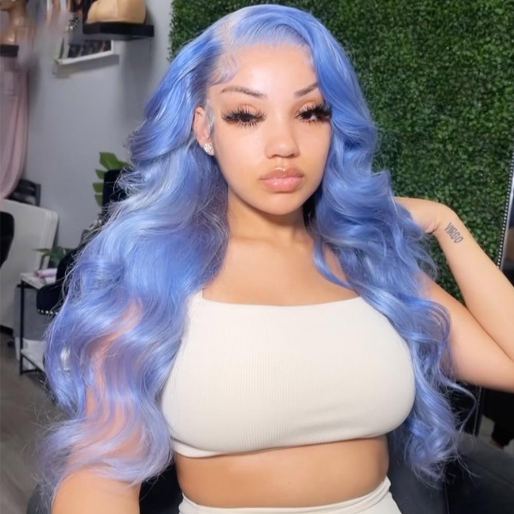 Perruque cheveux bleu 