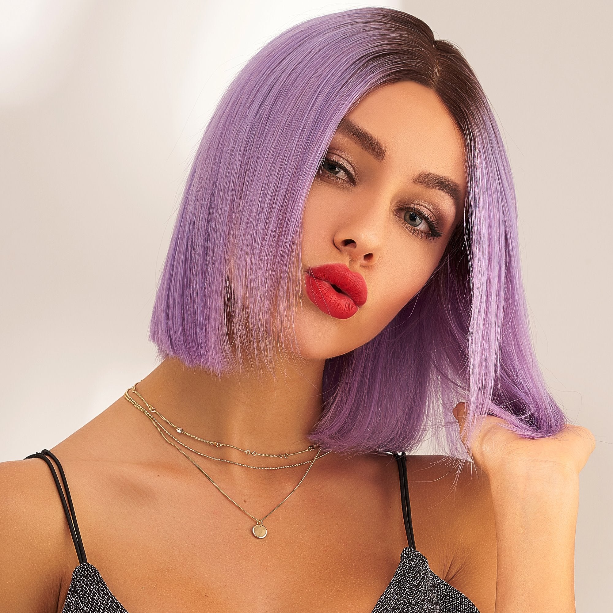 perruque violette naturelle