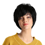 Perruque noir courte en cheveux synthétiques