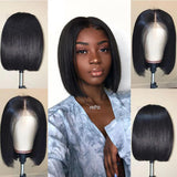 perruque noire courte cheveux lisse