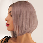 Perruque rose pastel courte en cheveux naturels