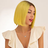 Perruque jaune courte