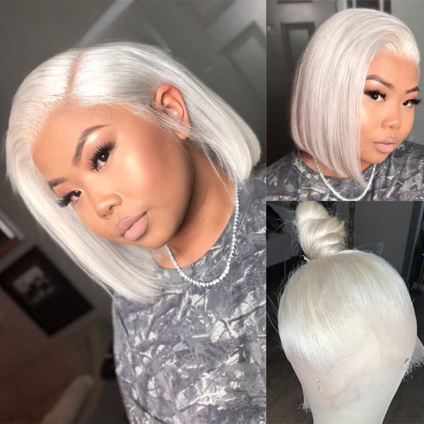 Perruque Synthétique Blanche Courte Et Lisse Pour Femme - Avec Bonnet +4 - Neuf Sans étiquettes