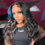 Perruque highlight noire et bleue