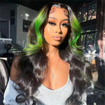 Perruque highlight noire et vert