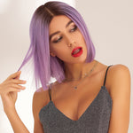 courte prothèse capillaire violette naturelle