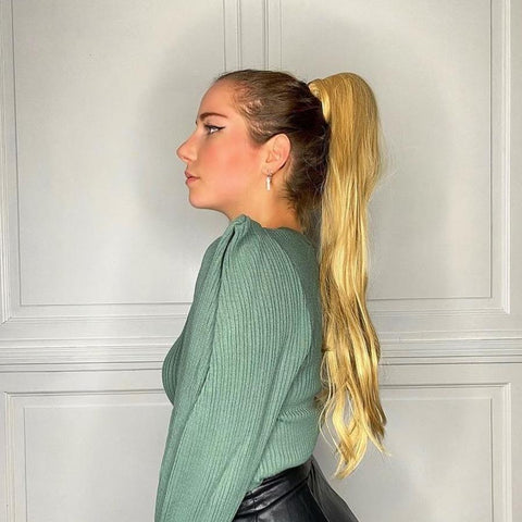 ponytail blond cheveux synthétiques