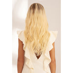 Perruque naturelle Blond Platine longue ondulé